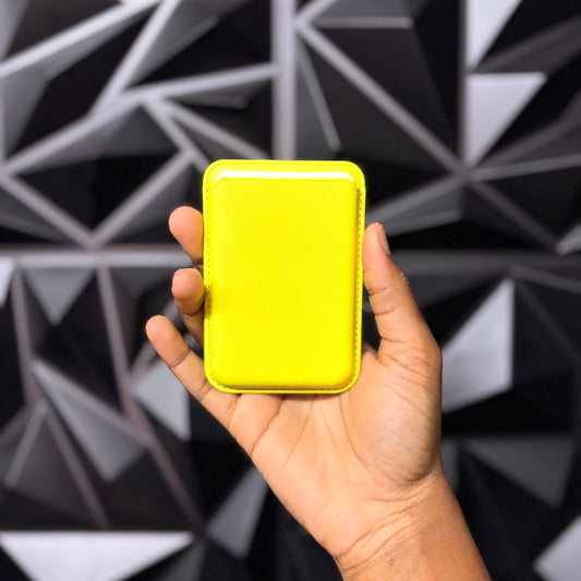 Lemon Yellow Leather Magnetic Phone Wallet Case for iPhone
