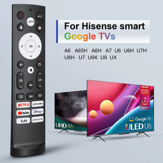 Replacement IR Remote Control ERF3A90 Wireless Installation Compatible Hisense Smart UHD 4K ULED TV Equipped 6 Shortcut Keys