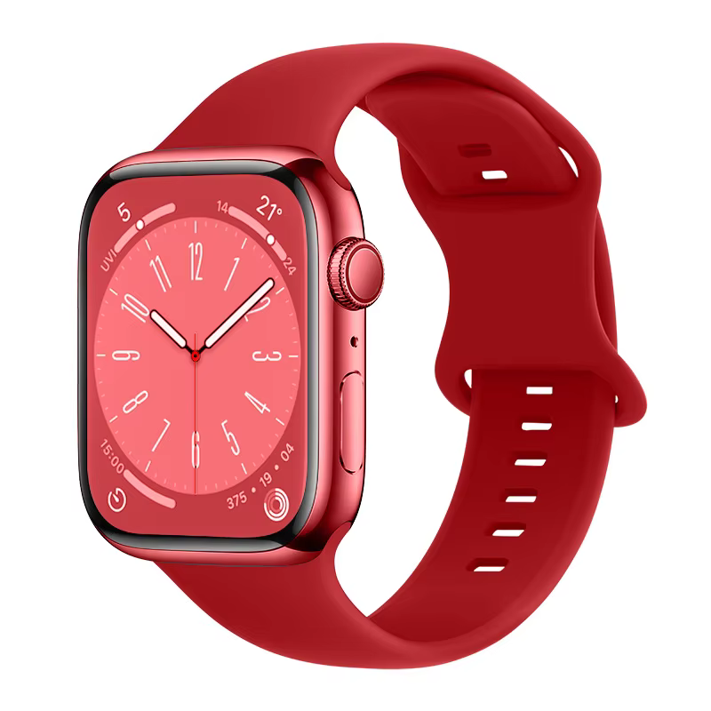 BRIGHT RED Silicone Watch Strap for Apple Watch Series