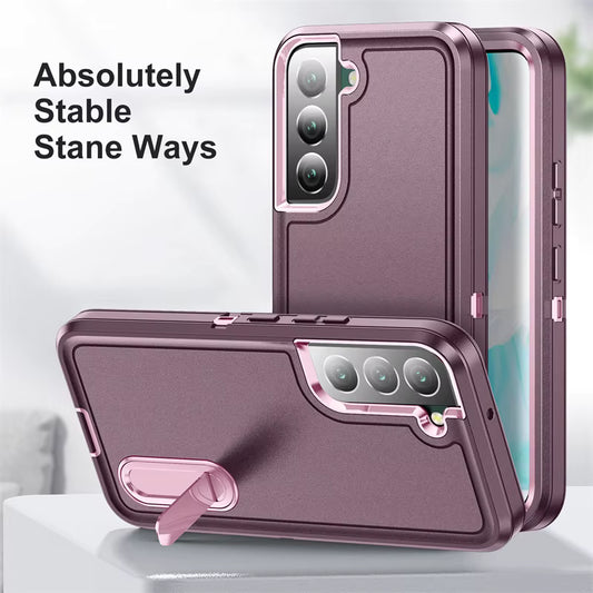 BURGUNDY & PINK 3 PIECE SHOCKPROOF HEAVU DUTY SAMSUNG CASE WITH KICKSTAND