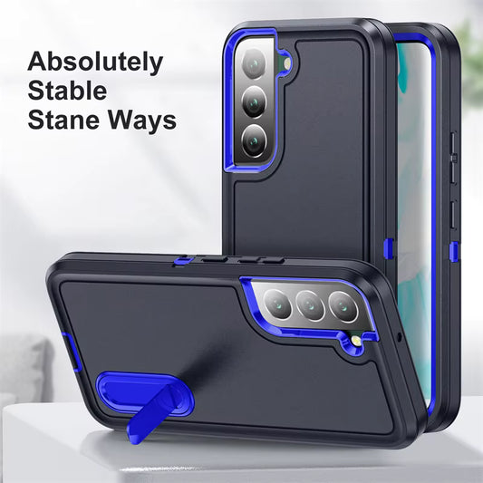 DARK BLUE & BLUE 3 PIECE SHOCKPROOF HEAVU DUTY SAMSUNG CASE WITH KICKSTAND