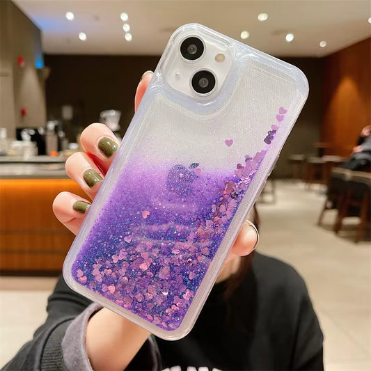 PURPLE Glitter Liquid Quicksand Shockproof Anti-Drop Ins Style TPU Mobile Phone Cases