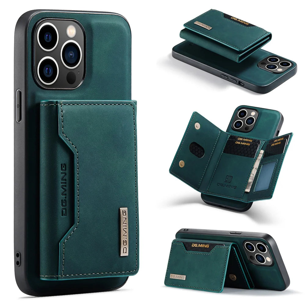 Luxury Magnetic Card Holder Wallet PU Leather Case for iPhones