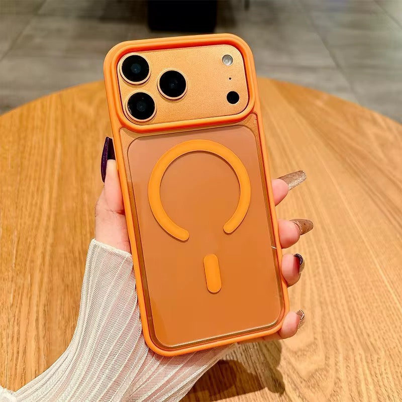 Orange Magnetic Acrylic Transparent Colored Trim MagSafe Case