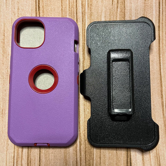 LIGHT PURPLE & RED IPHONE 15 OTTER BOX CASE