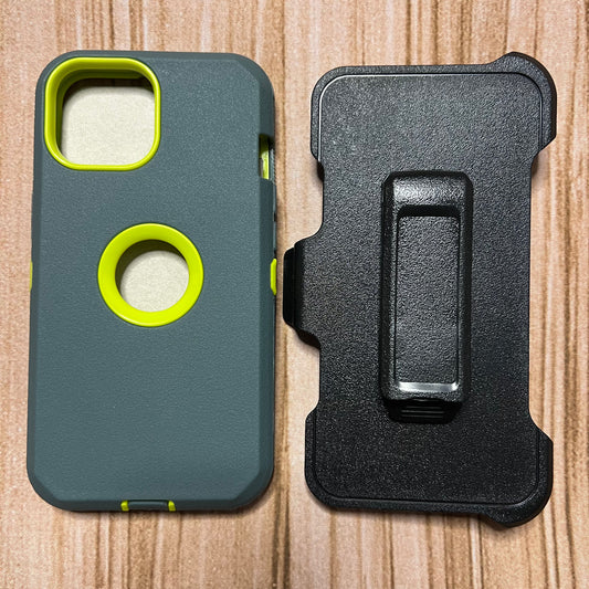 CHARCOAL GRAY & GREEN IPHONE 15 OTTER BOX CASE