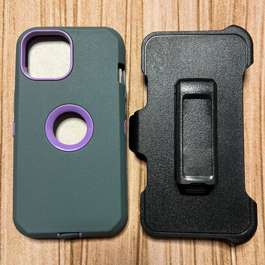 CHARCOAL GRAY & PURPLE IPHONE 15 OTTER BOX CASE