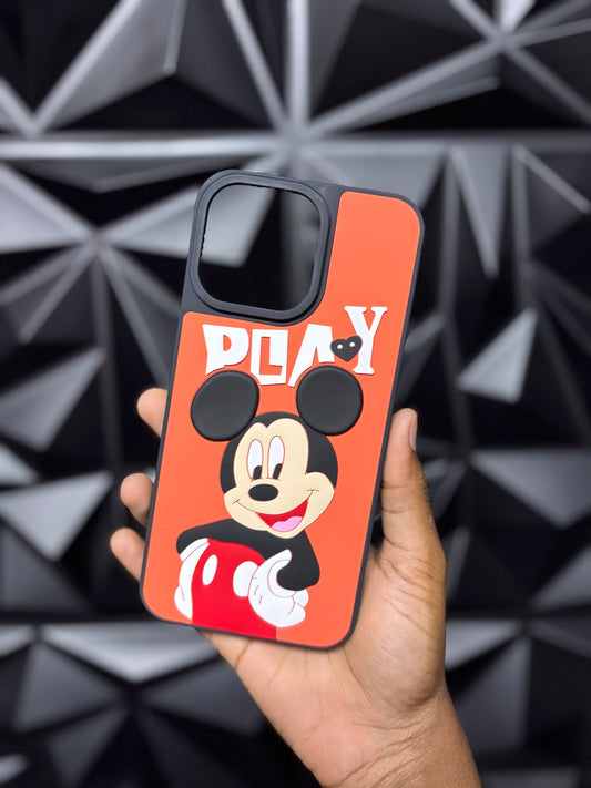 3D Cartoon: Orange Mickey Mouse Case