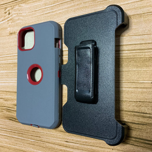 GRAY & RED IPHONE 14+ OTTER BOX CASE