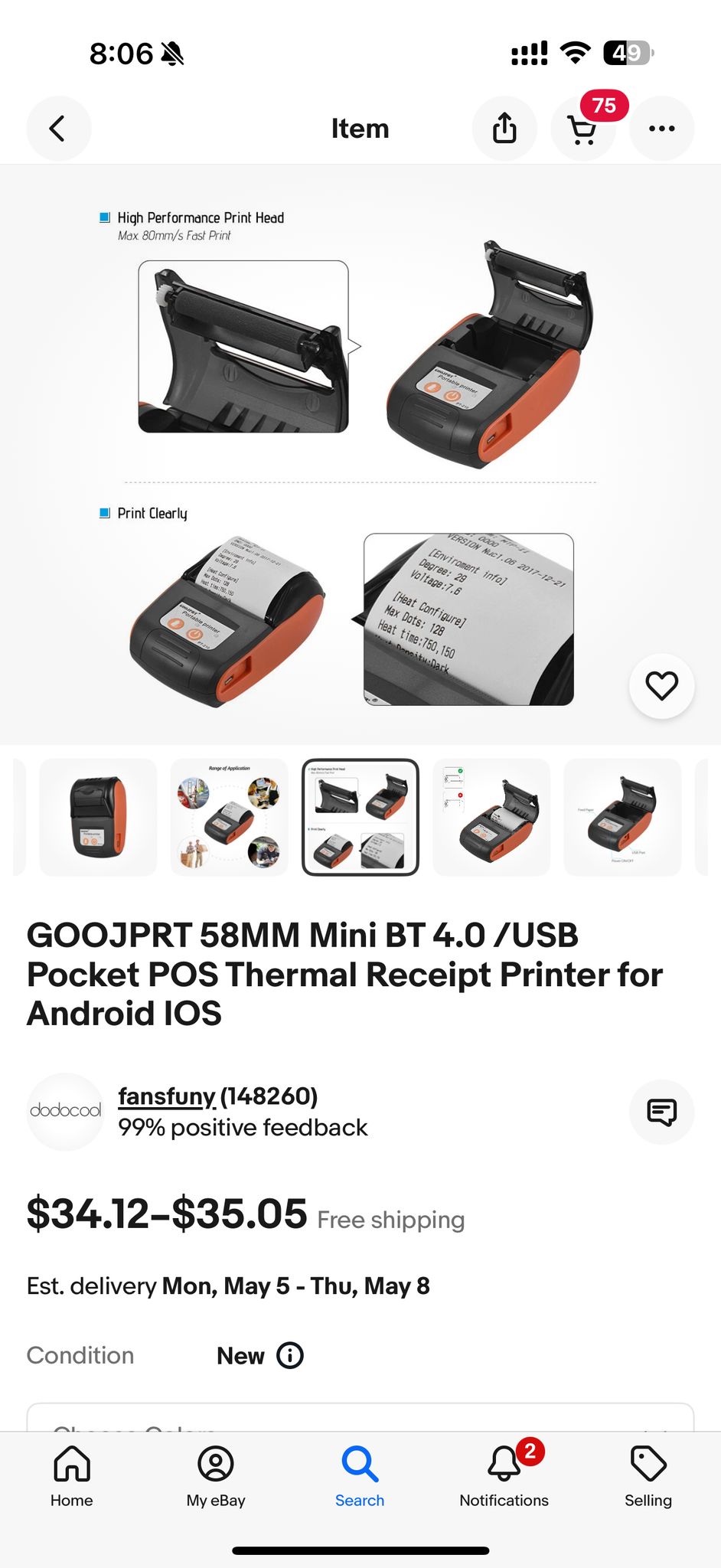 GOOJPRT 58MM Mini BT 4.0 USB Pocket POS Thermal Receipt Printer for Android/IOS