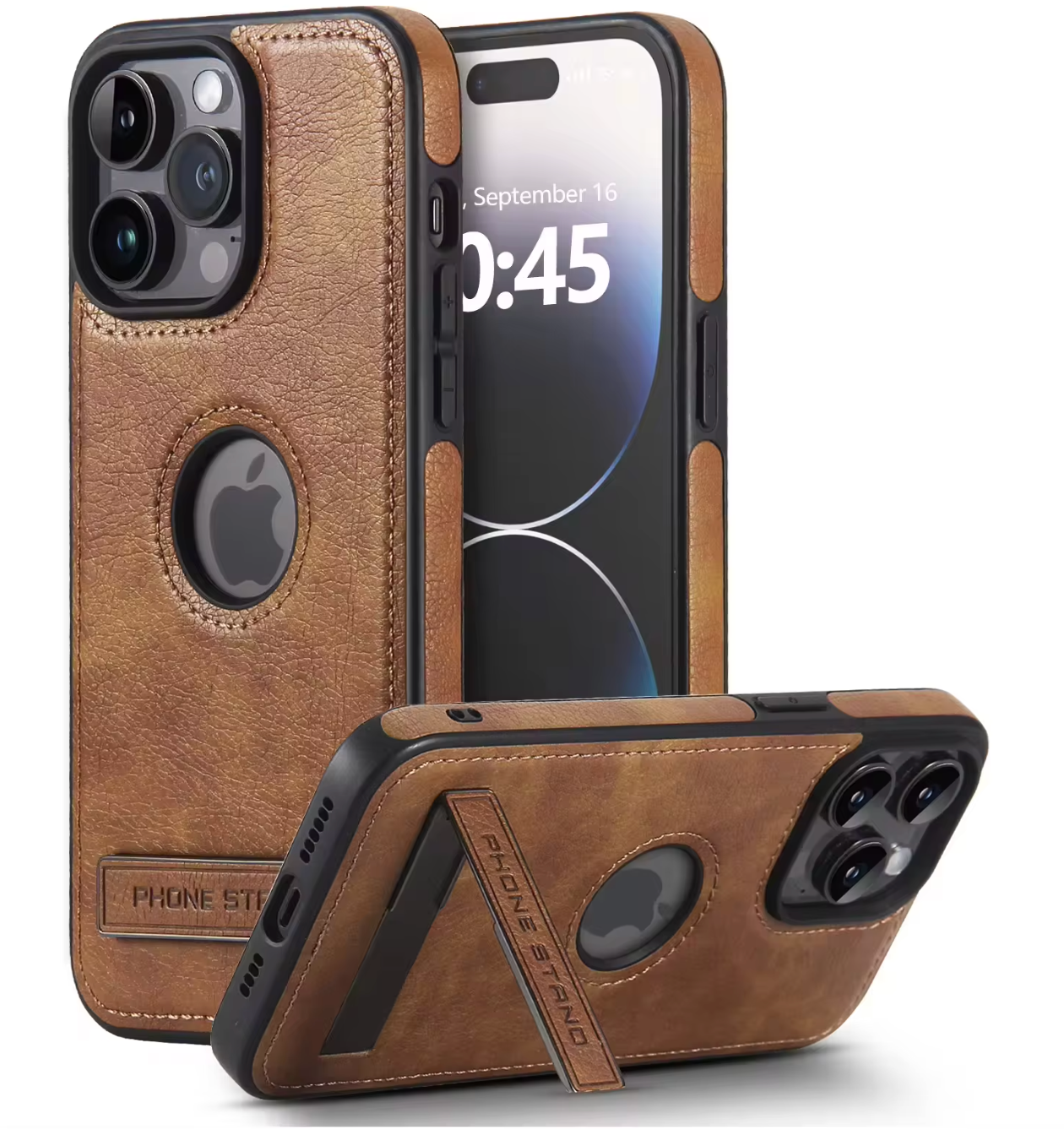 Case Bracket Holder with Metal Sports Phonecase Premium PU Leather