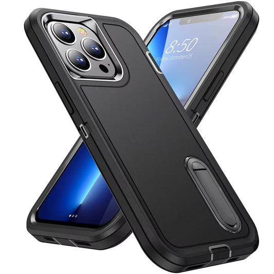 BLACK 3 PIECE HEAVY DUTY CASE WITH KICKSTAND