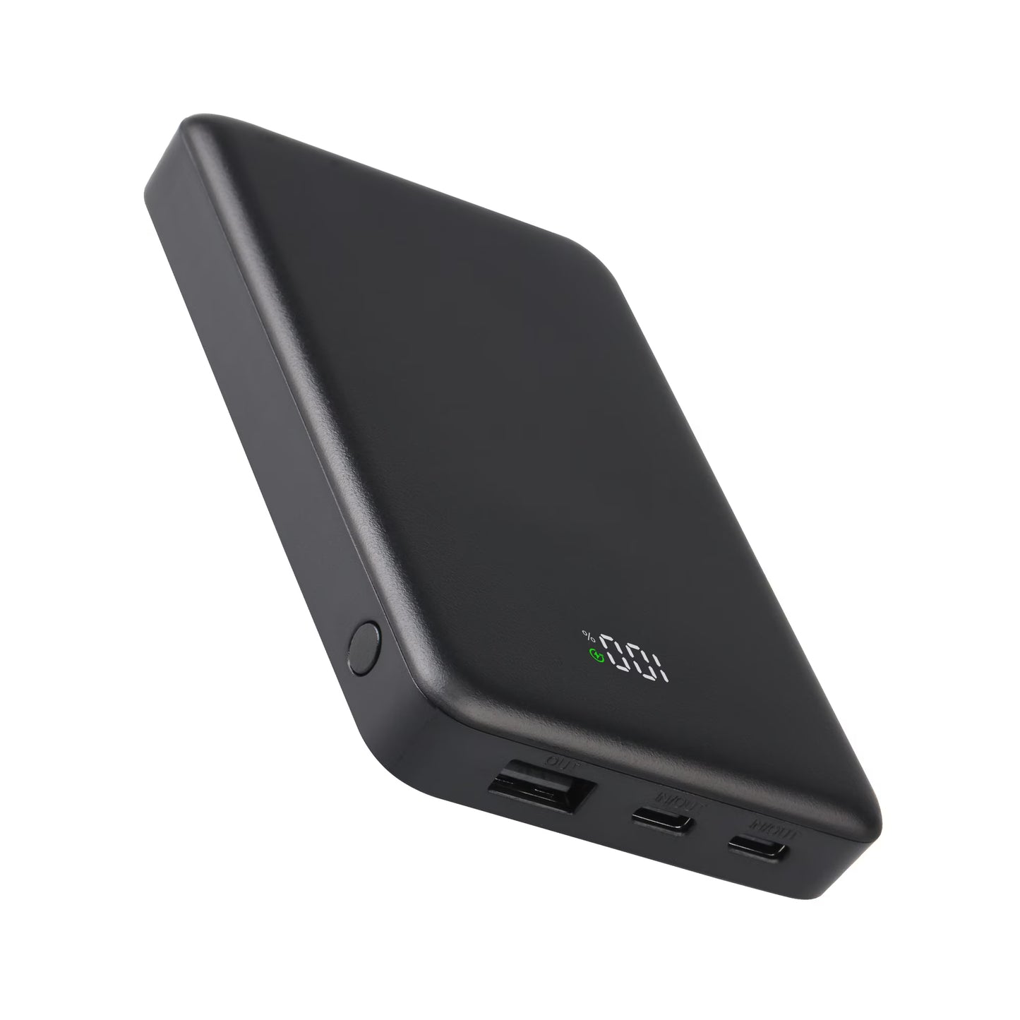 onn 10,000 mAh Portable Power Bank with Fast Charging Output (20W), Dual USB-C ports, USB port, LED Digital Display, Black - Compatible with iPhone, iPad, AirPods, Samsung Galaxy, Note, Pixel & More